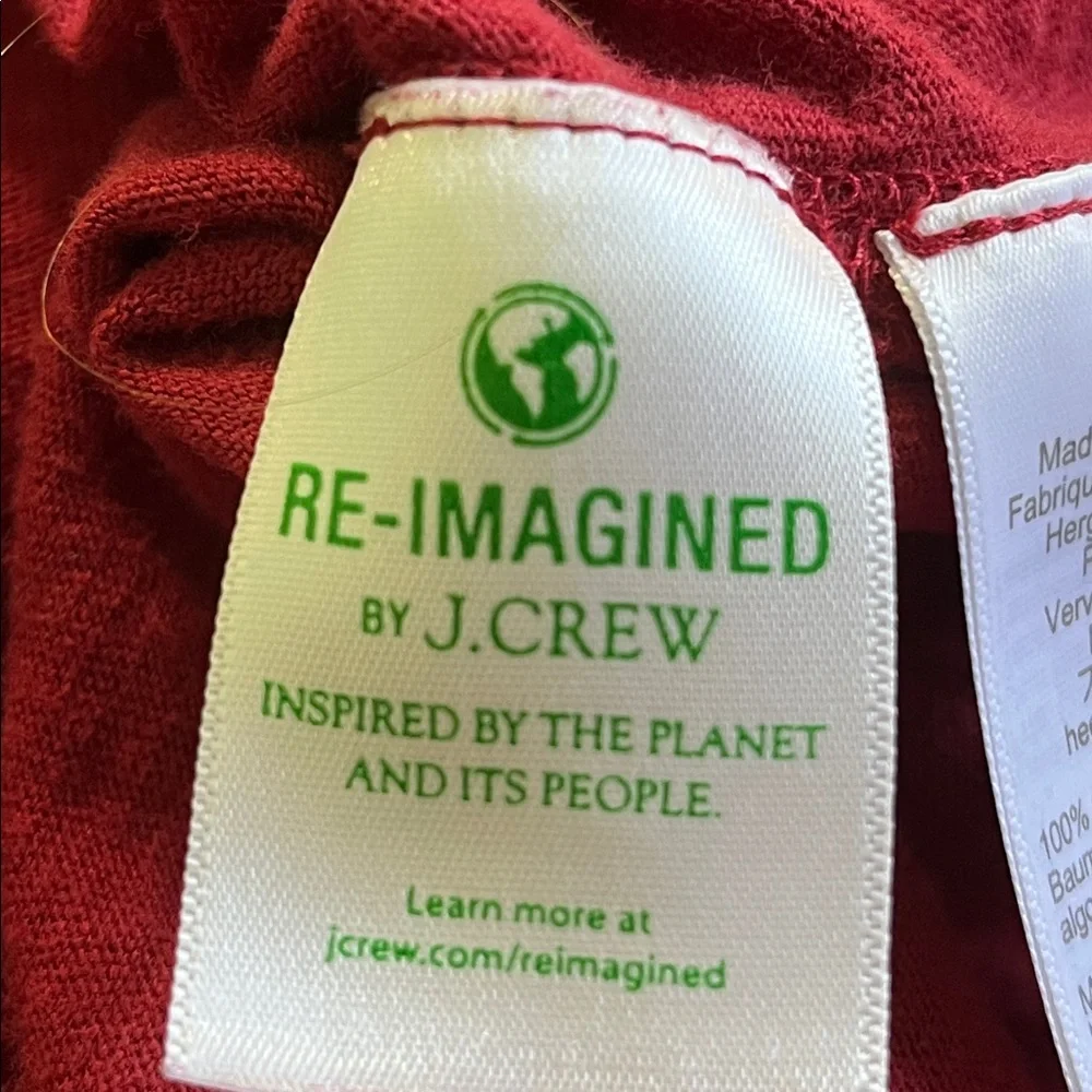 J. Crew Men's Deep Red Long-Sleeve Henley 100% cotton size Large